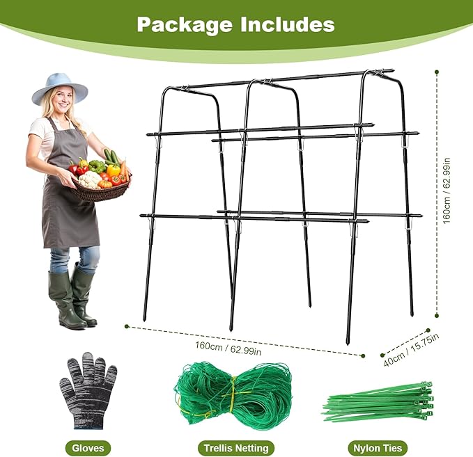 Cucumber Trellis for Raised Bed, 63 Inch A-Frame Garden Trellis for Climbing - Image 8