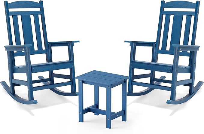 LUE BONA Outdoor Rocking Chairs Set, HDPS Poly Porch Rockers by LUEBONA