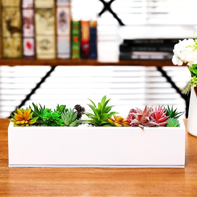 16.1 x 3.2 x 3.5 Inch Long Rectangular Planter Box Window Sill Plant Box Metal - Image 4