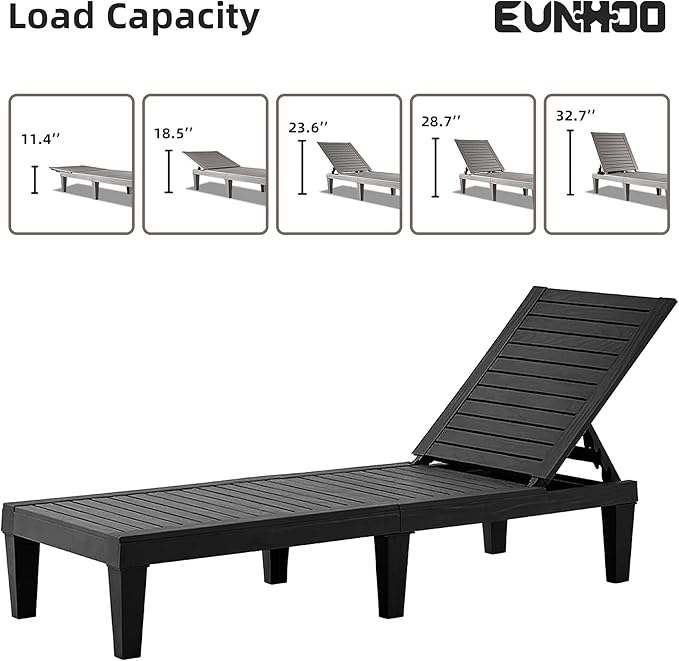 Chaise Lounge Outdoor Set of 4, Adjustable Pool Lounge Chair - Image 5