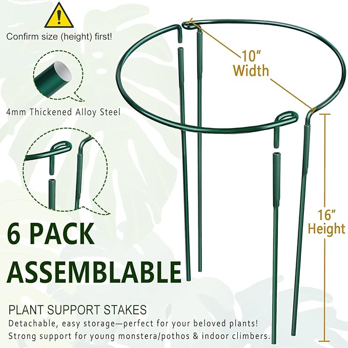 6 Pack Detachable & Assemblable Metal Plant Support Stakes - Image 2