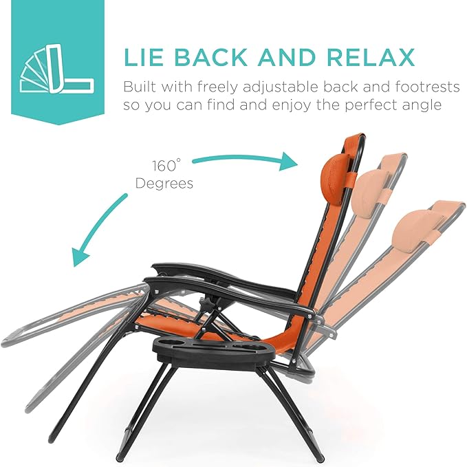 Best Choice Products Set of 2 Adjustable Steel Mesh Zero Gravity Lounge Chair - Image 4