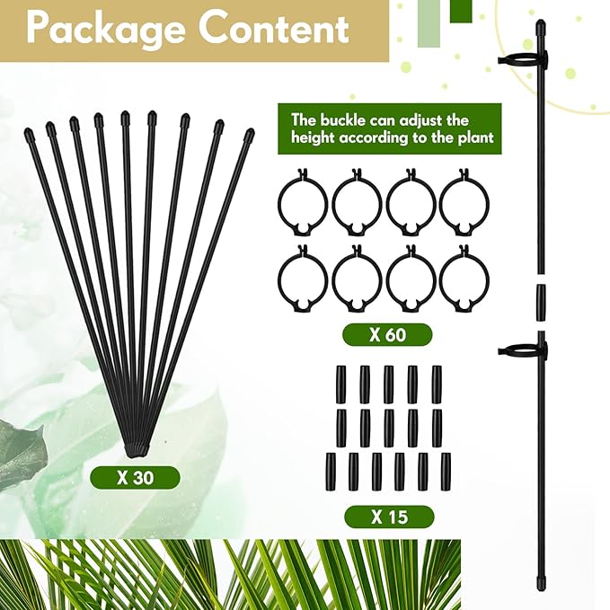meekoo 30 Pcs Adjustable Garden Plant Support Stakes Single Stem Plant Cage - Image 5