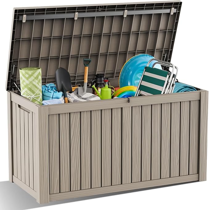 DRATO 180 Gallon Outdoor Storage Box, Large Waterproof Deck Box, Lockable Resin by DRATOprovidesawarmandcozy