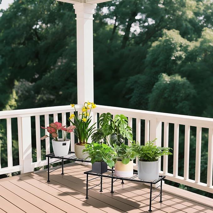 2 Pack Metal Plant Stand Indoor Outdoor, 1 Tier Heavy Duty Flower Pot Stands - Image 8