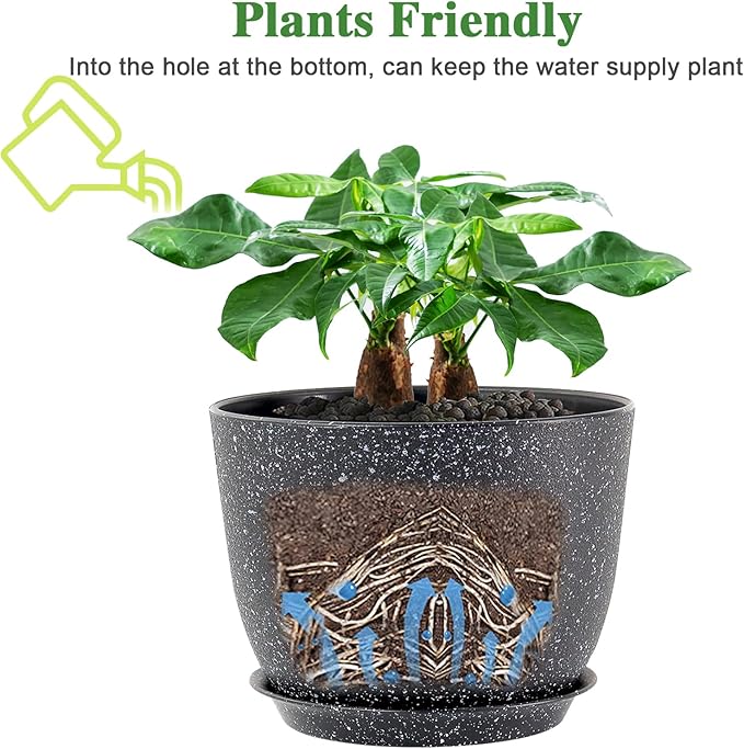 12inch Large Plant Pot, Modern Plastic Planter - Image 4