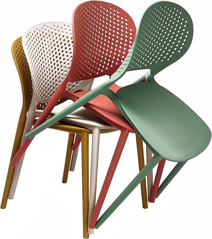2xhome Set of 4 Patio Dining Chairs | Modern Stackable Outdoor Pool Side Chair - Image 4
