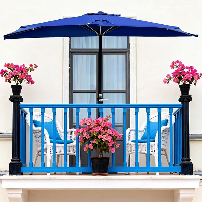 OLIXIS Half 9Ft Umbrella Outdoor Patio, Scalloped Patio Umbrella - Image 7