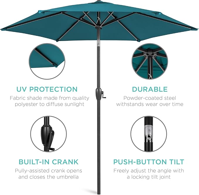 Best Choice Products 7.5ft Heavy-Duty Round Outdoor Market Table Patio Umbrella - Image 5