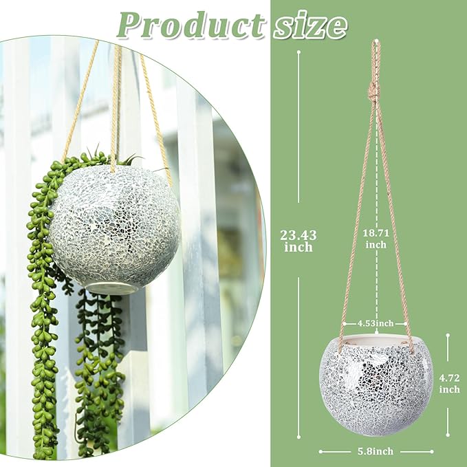 Hanging Planter Mosaic Garden Pot Small Flower Pot - Image 2