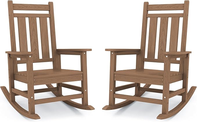 KINGYES Oversized Outdoor Rocking Chair Set of 2, All-Weather Patio Rocking by KINGYES