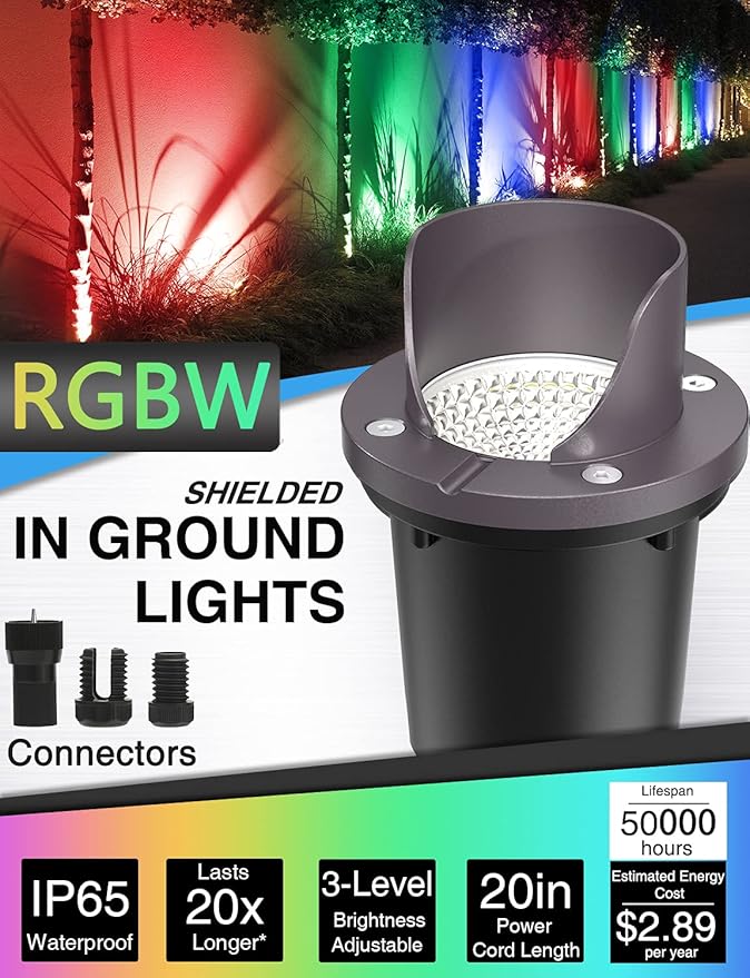 SUNVIE RGBW Low Voltage Landscape Lighting Color Changing 12W Waterproof Well - Image 2
