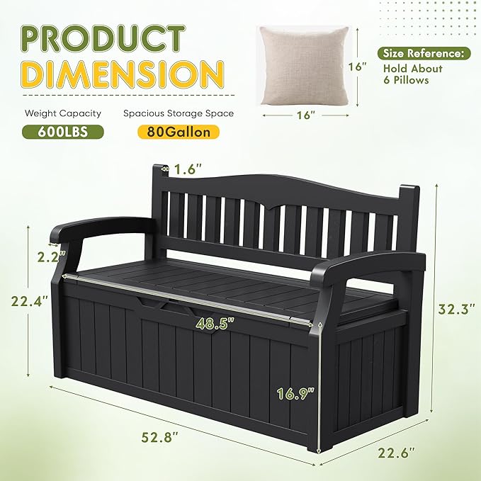Greesum 80 Gallon Storage Bench Outdoor Deck Box - Image 3