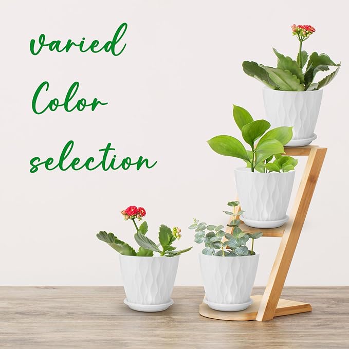 4 inch Plant Pots, 5 Pack Flower Pots Outdoor Indoor, Planters - Image 6