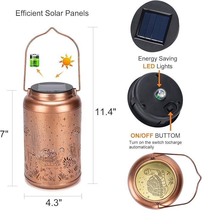 2 Pack Turtles Solar Lanterns Outdoor Waterproof - Image 5