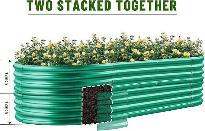 Land Guard 8×4×1 ft Green Raised Garden Bed, Garden Raised Bed, Above Ground - Image 4