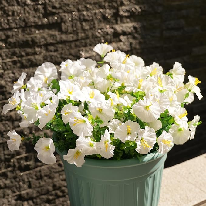 Artificial Flowers for Outdoors, UV Resistant Fake Silk Morning Glory, - Image 6