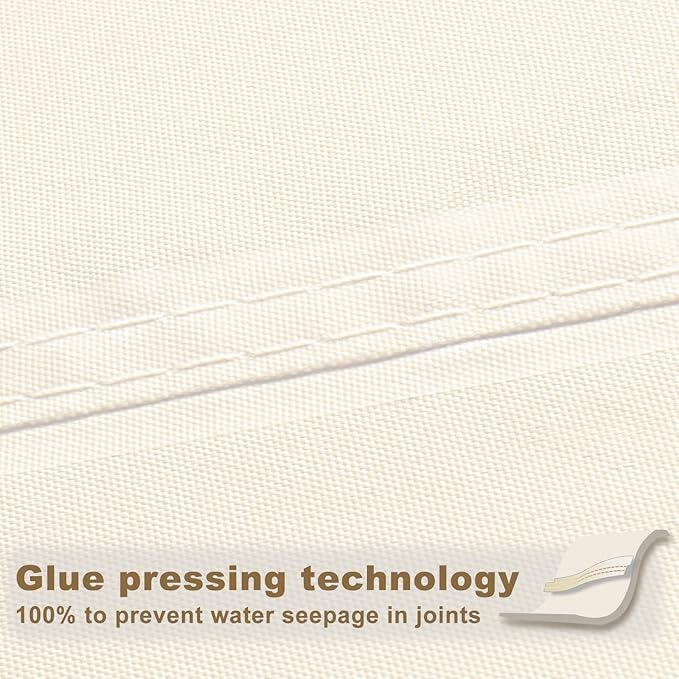 SUNNY GUARD Waterproof Sun Shade Sail 18'x18'x18' Cream Triangle UV Block - Image 3