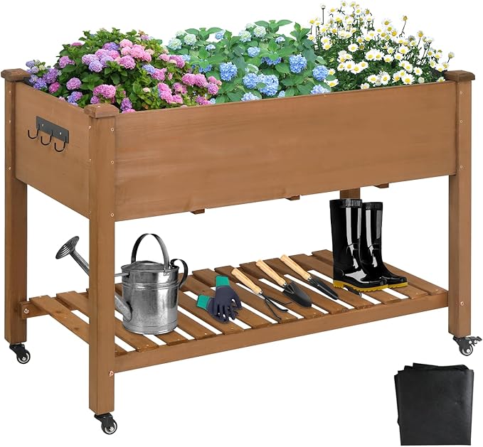 Raised Garden Bed with Legs & Wheels –, Outdoor Elevated Planter Box with by Ketive