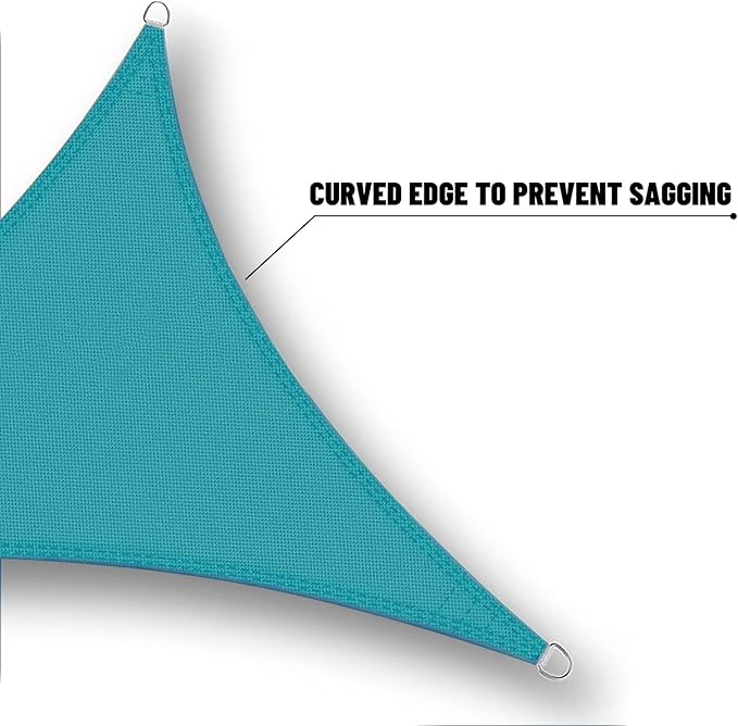 SUNNY GUARD Waterproof Sun Shade Sail 9'x12'x15' Turquoise Blue Right Triangle - Image 5