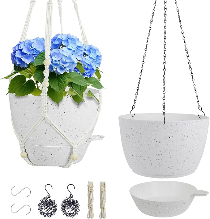 10 inch Self Watering Hanging Planters, 2 Pack Hanging Baskets by Meowell