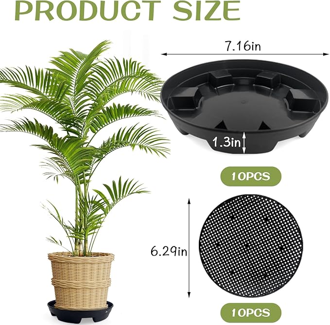 7.16” Self Watering Planter Insert, 10 Pack Invisible Hanging Basket Drip Pan - Image 2