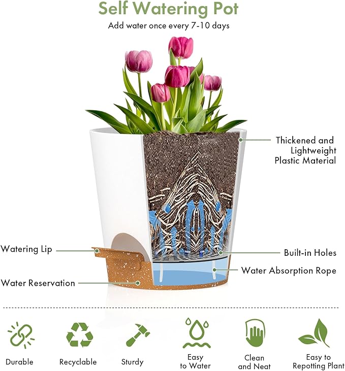 7/6.5/6/5.5/5/4 inch Self Watering Pots - Image 5