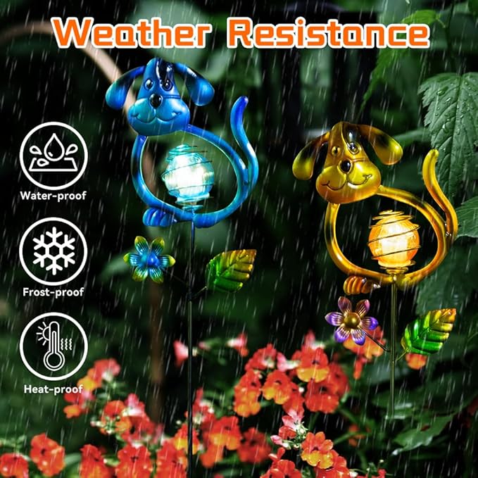 Solar Outdoor Garden Lights, 27.4''H Solar Dog Statues Outdoor Lights, - Image 5
