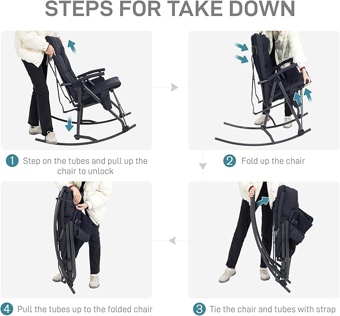 EVER ADVANCED Oversized Folding Rocking Camping Chair, Padded Portable Rocker - Image 9
