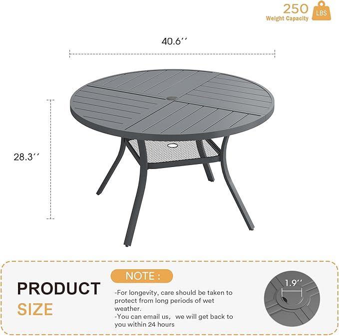 VICLLAX Round Patio Table with Adjustable Umbrella Hole - Image 3