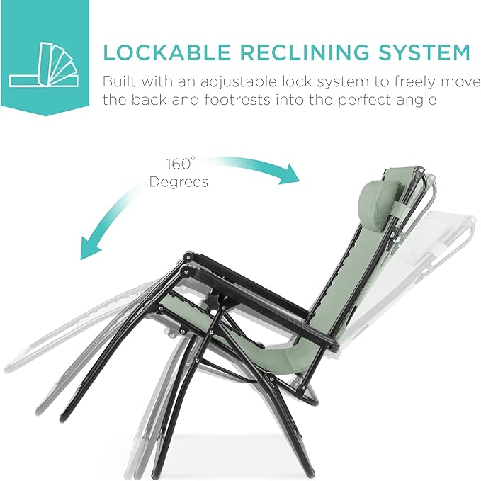 Best Choice Products Folding Zero Gravity Outdoor Recliner Patio Lounge Chair - Image 3