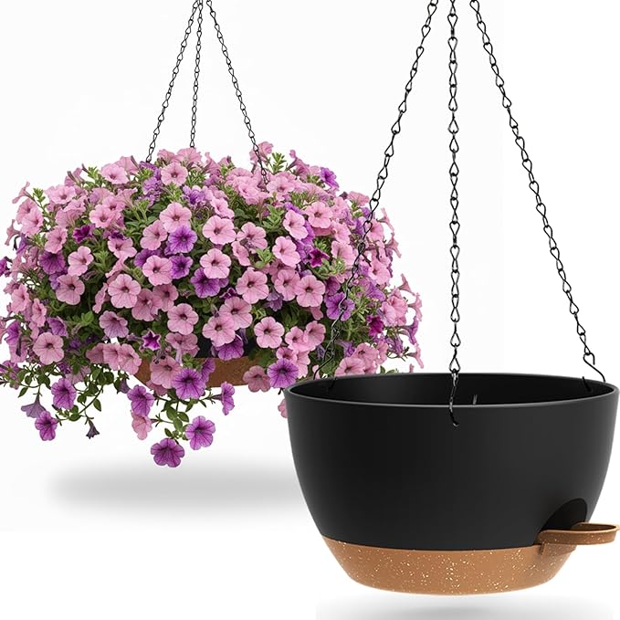 13 Inch 2 Pack Large Self Watering Hanging Planters by UOUZ