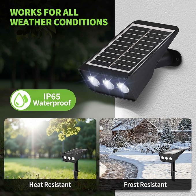 Solar Spot Lights Outdoor, 2 Pack Solar Landscape Spotlights 3 Lighting Modes - Image 5
