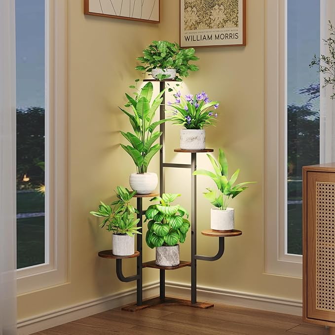 Corner Plant Stand with Grow Light by Homsorout