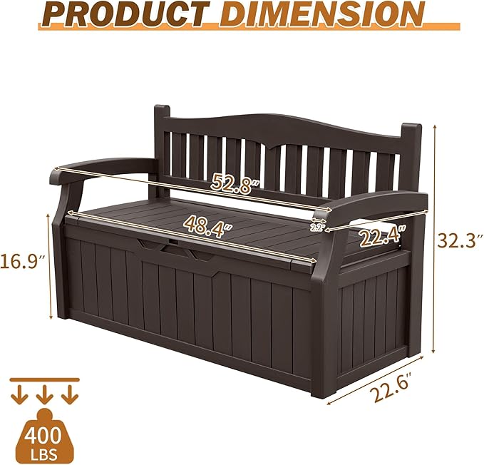 Devoko 80 Gallon Storage Bench Deck Box Lockable - Image 3
