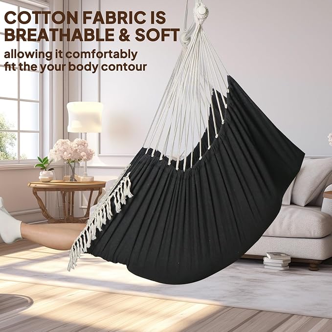 Chihee Hammock Chair 4.9ft x 3.9ft Max 500 Lbs Widen Hanging Swing 2 Cushions - Image 2