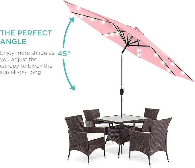 Best Choice Products 10ft Solar Polyester LED Lighted Patio Umbrella w/Tilt - Image 2