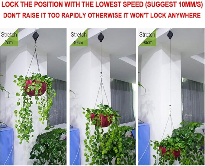 4 Pack Plant Hook Pulley, Retractable Plant Hanger Easy Reach Hanging Flower - Image 7