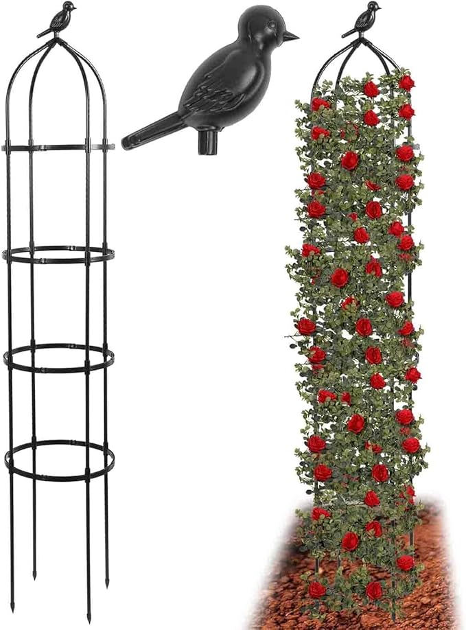 6FT Garden Obelisk Trellis for Climbing Plants, 70”Metal Plant Support Tower by TCBWFY
