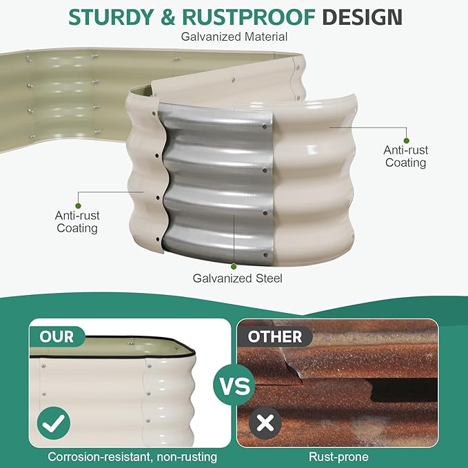 4 in 1 Galvanized Raised Garden Bed - Image 3