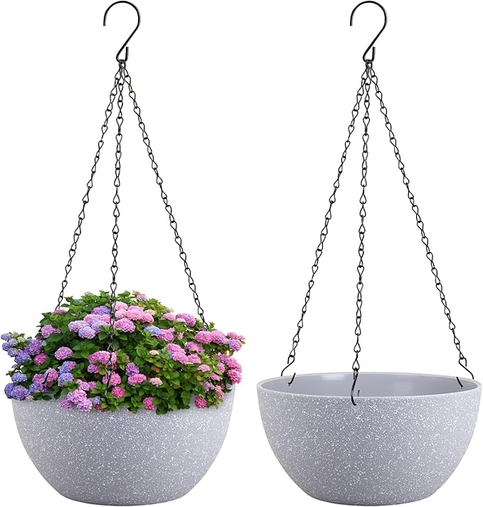 10 inch Hanging Planters for Indoor Outdoor Plants, 2 Pack Hanging Flower Pots by Meowell