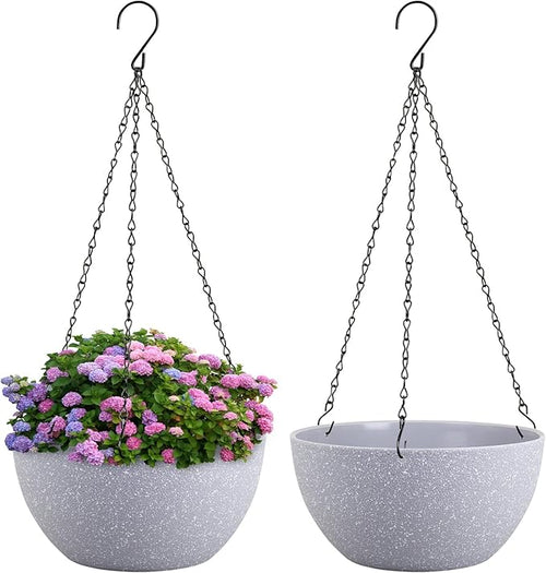 10 inch Hanging Planters for Indoor Outdoor Plants, 2 Pack Hanging Flower Pots by Meowell