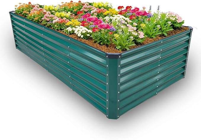 GARDMAX 8x4x2FT Galvanized Raised Garden Bed Kit, Metal Planter Boxes Outdoor by ChooseGardmaxforbetterlife