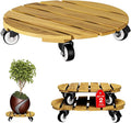 Idzo Combo 12 Inch and 14 Inch Acacia Wood Rolling Round Planter Caddies by Idzo