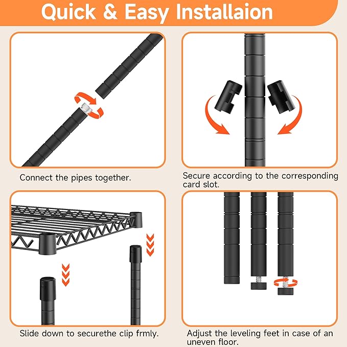 6 Tiers Storage Shelves Load 2100LBS, Metal Shelving Wire Metal Shelving Unit - Image 6