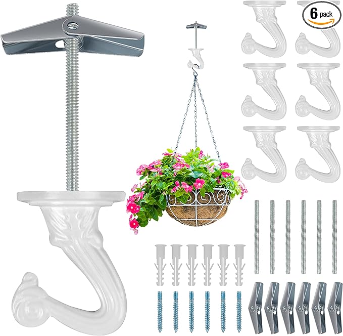 6 pcs Ceiling Hooks for Hanging Plants, Hanging Hanging Lights Metal Small Hooks by Aidoclip