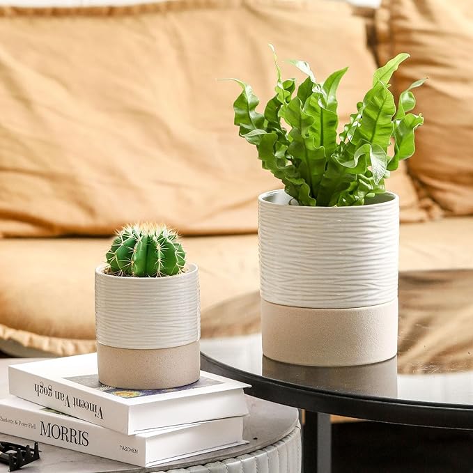 Nihow Self Watering Plant Pot for Indoor Plants: 4.5+6 Inch Ceramic Planter - Image 6