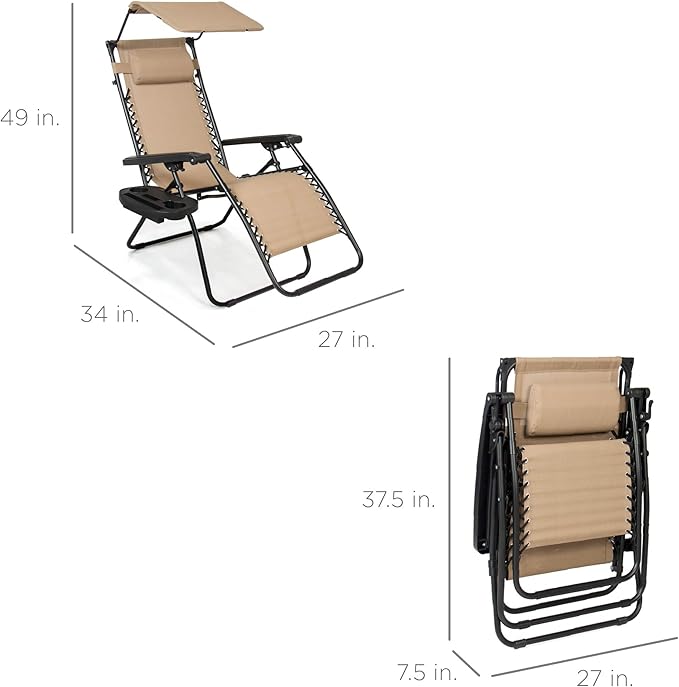 Best Choice Products Folding Zero Gravity Outdoor Recliner Patio Lounge Chair - Image 3