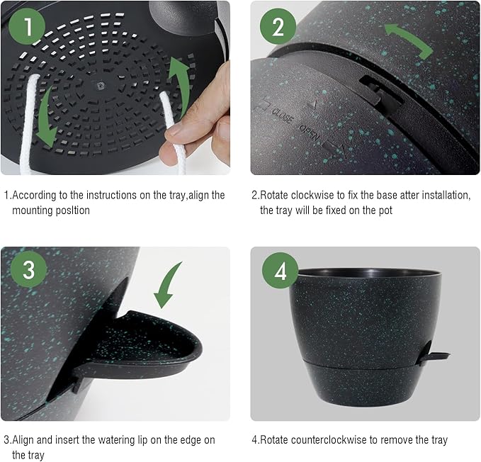 Large Self Watering Pots, 12/10/9 Plastic Planters - Image 4