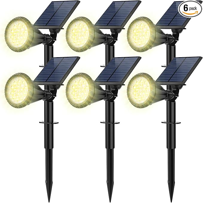 Outdoor Solar Spot Lights, 6 Pack IP65 Waterproof Spotlights by FratinkSolarLights